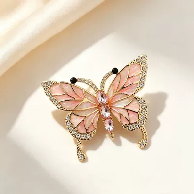 Elegant and romantic style, drip-glaze Yaxa sancaqları - 849-powder-glaze-gradient-wing-butterfly-brooch