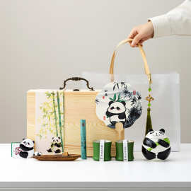 文创熊猫茶具茶杯小套装快客杯高档礼盒送员工客户外国友人伴手礼