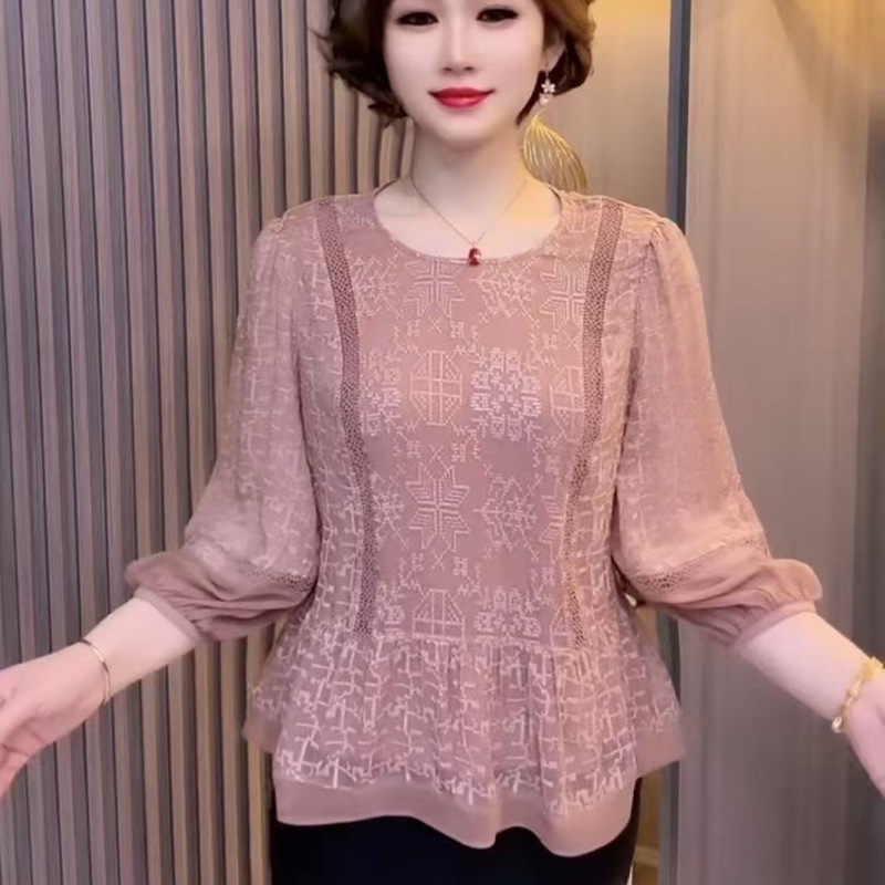 200斤高級大サイズ2025新型高級上着女性中年ママ気質tシャツ刺繍洋気春夏|undefined
