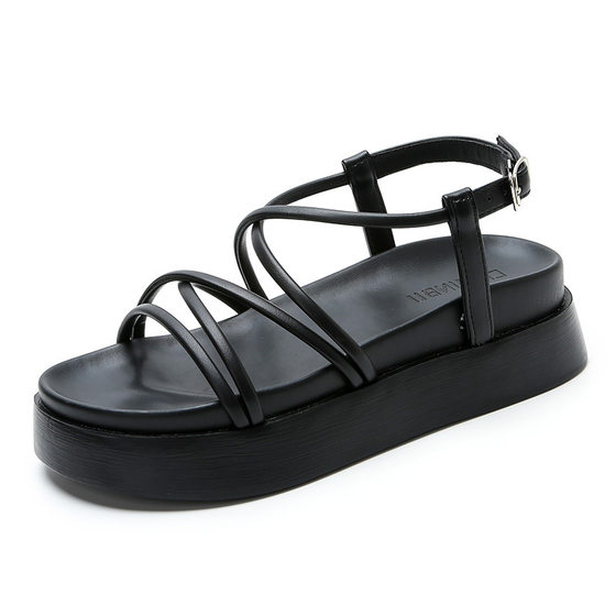 Thick-soled sandals women's 2024 this year's new summer fairy-style soft-soled heightening muffin casual Roman sandals small size