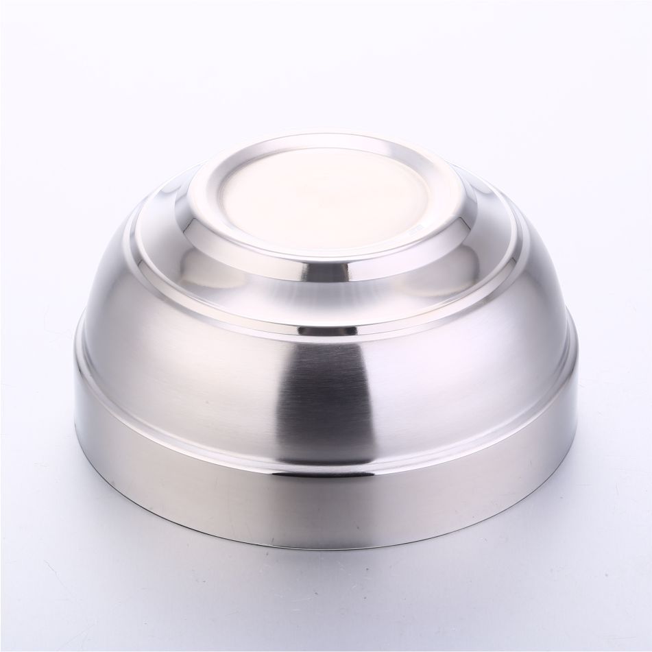 201 de acero inoxidable de doble capa engrosada aislado redondo platino Tazón de fuente de la cantina de la escuela tazón de sopa de arroz del hogar tazón de fuente de los niños