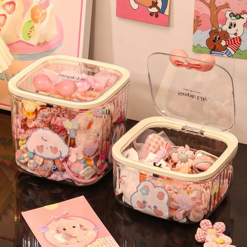 Children's Hair Accessories Storage Box Little Girl's Hair Rope Rubber Band Jewelry Box Hairpin Hairpin Headwear Large Capacity Jewelry Box