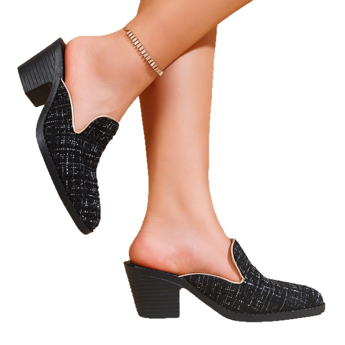Damesslippers met middelhoge hak en gesloten neus, dikke hak, plus size, halve slippers, nieuwe collectie voor de herfst, e-commerce._voghion.com