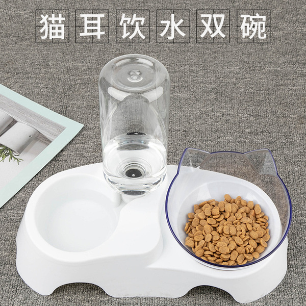 Pet double bowl with water bottle automatic drinking water heater…