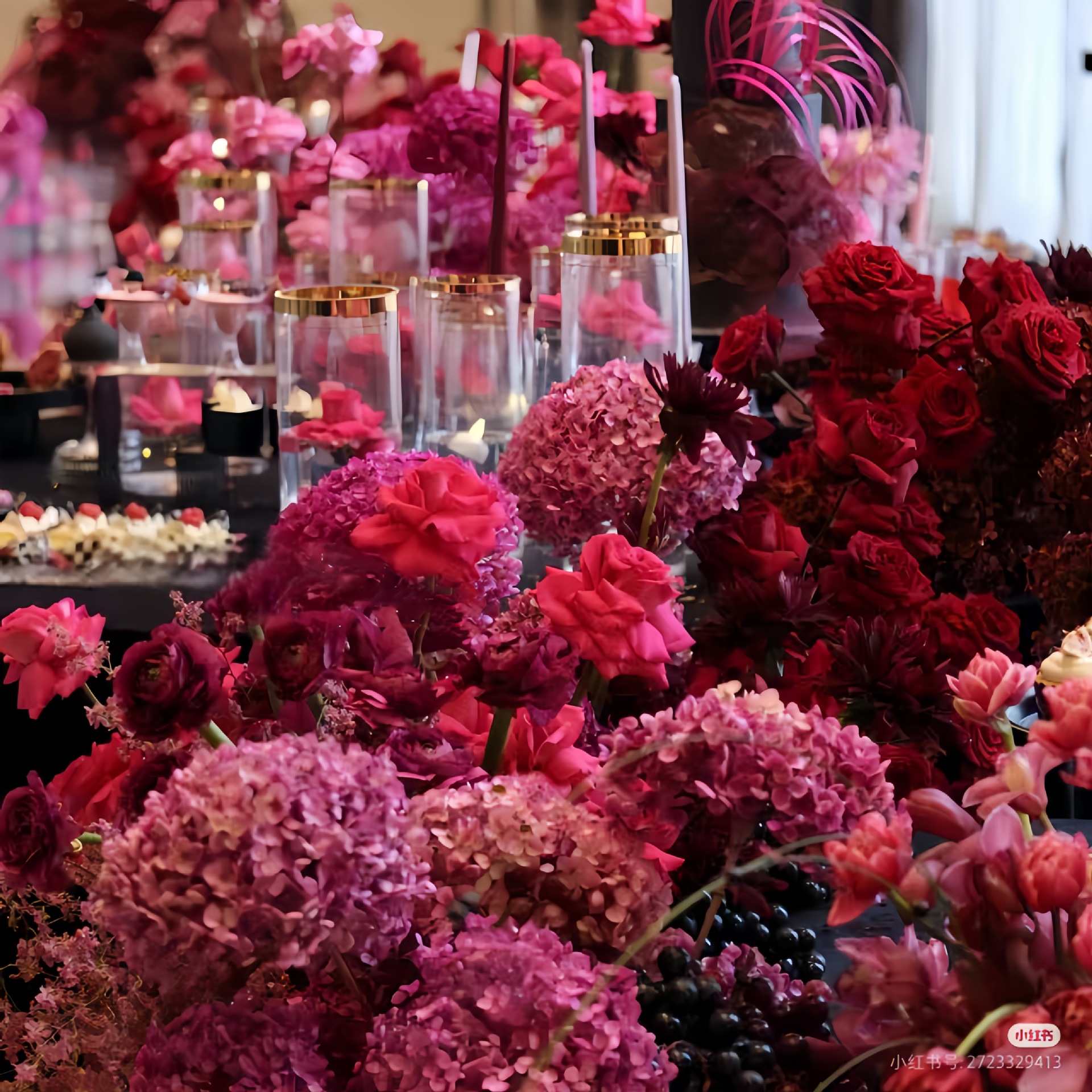 Rose Red Artificial Flower Scene Arrangement Wedding Hall Flower Arrangement Artificial Flowers Wedding Flowers Wedding Room Decoration Flowers