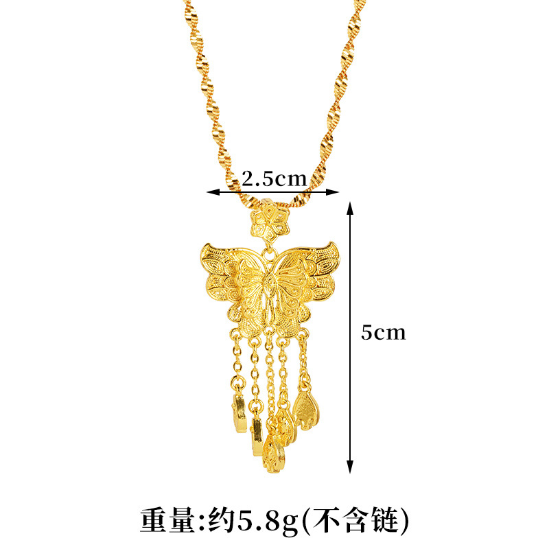 Tendencia nacional Vietnam Colgante de oro de arena Estilo de palacio Mariposa Colgante de borla de lirio de los valles Estilo chino Joyería de alta gama de todo fósforo