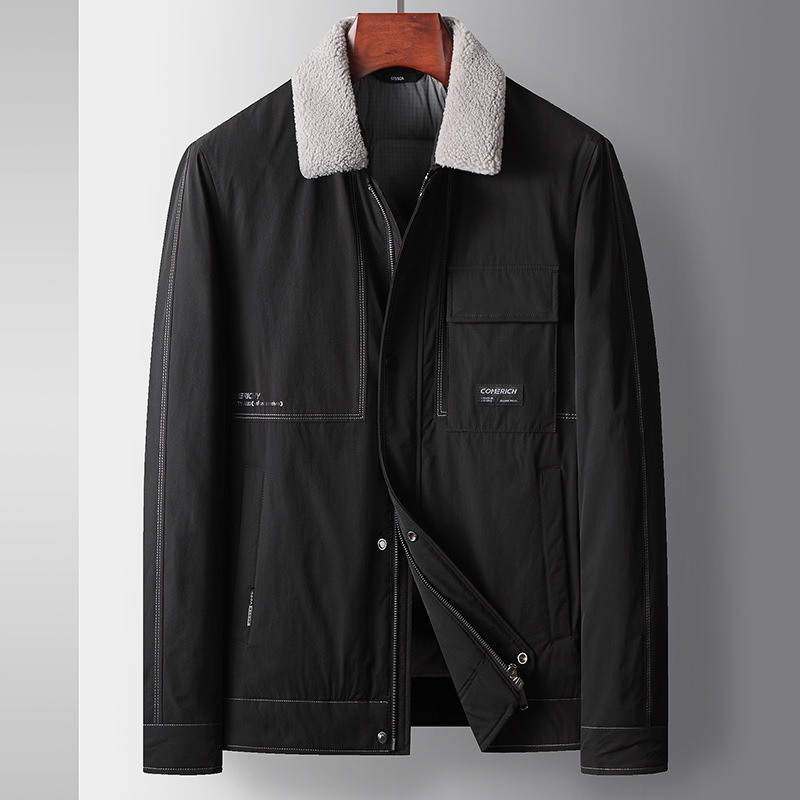 Herren Herbst Winter Weiße Ente Warme Und Abnehmbare Kragen Arbeitskleidung Daunen Jugend Freizeitjacke_voghion.com