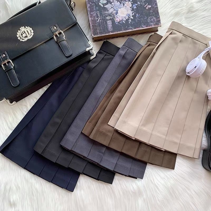 Cosmic Halo Jk Original Solid Color Pleated Skirt Short Skirt 39cm School Supply Student College Style Basic Skirt