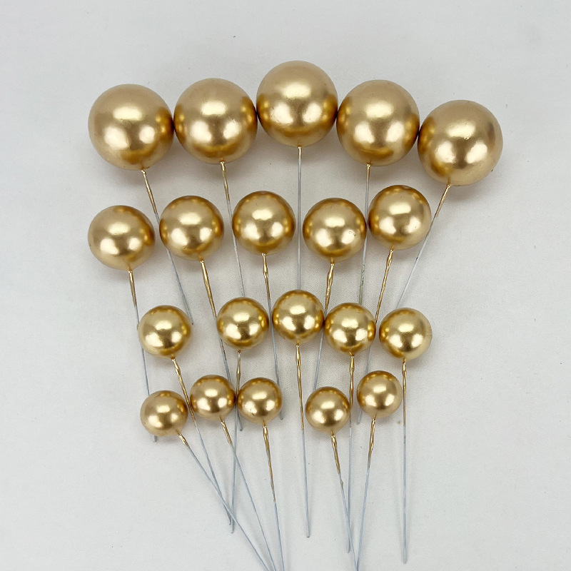 Gold Ball Baking Cake Decoration Balls Birthday Dessert Table Toppers 20 Mixed Foam Round Balls Silver Balls Round Shape