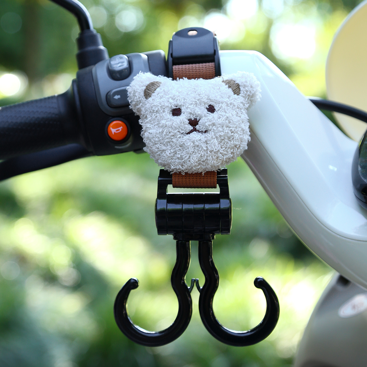 Double Hook, Universal Other Electric Vehicle Accessories - brown-double-hook-curly-bear-plush-extended-45cm
