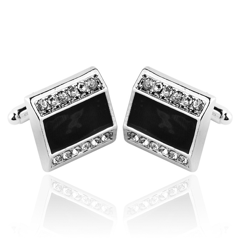 European French Geometric Diamond-studded Shirt Dress Cuff Links display picture 14