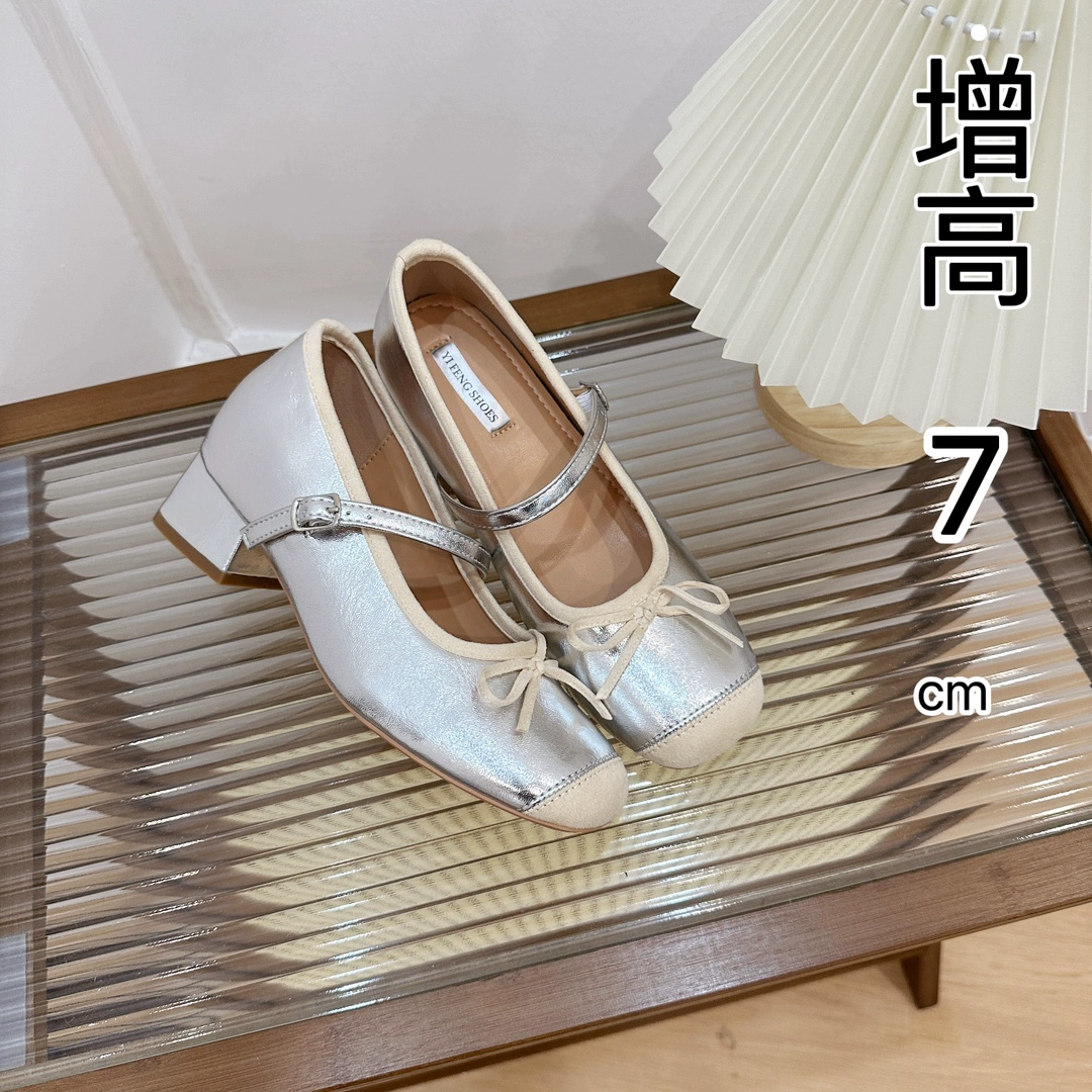 Балетные туфли с толстым каблуком плюс 7 см