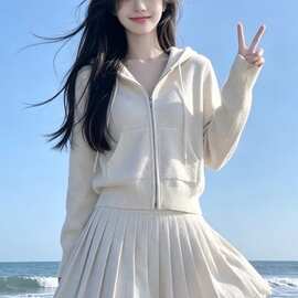 巨好看的套装女秋冬新款超火显瘦慵懒风针织衫百褶裙两件套潮休闲