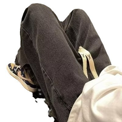 Summer and Autumn Men's Fashion Trendy Matchy Matchy Retro Jeans for Men Straight Leg Loose Wide Leg American Street Casual Pants