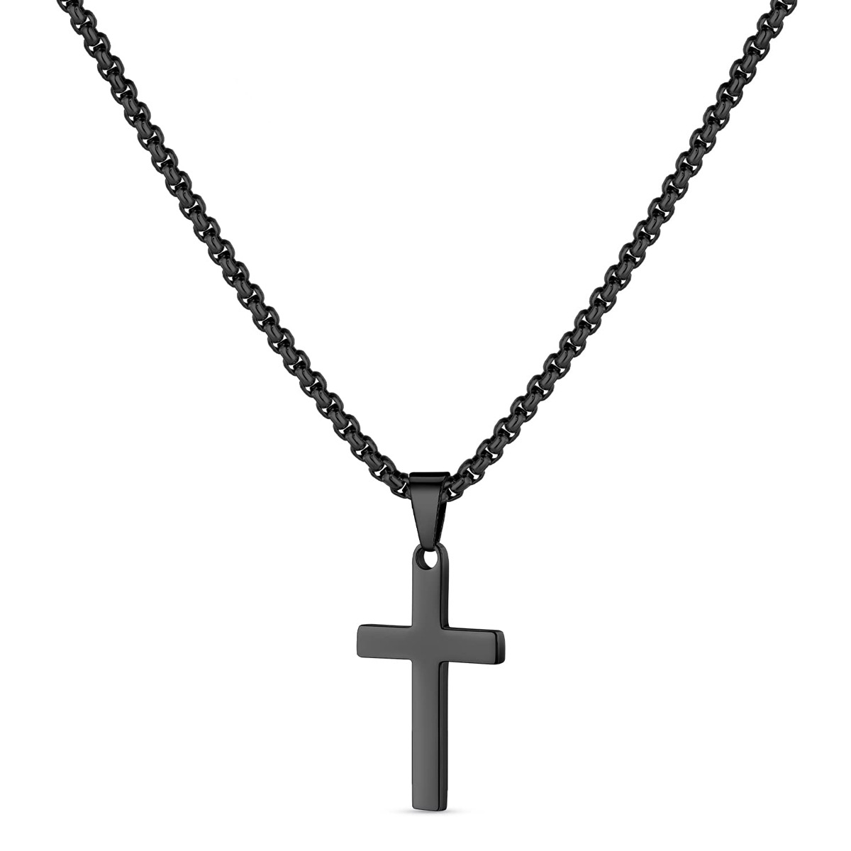 Collier pour homme en acier inoxydable avec pendentif croix_voghion.com