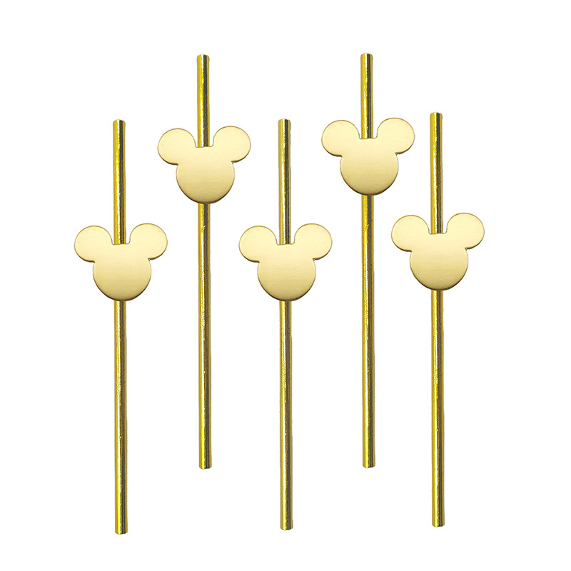 Cross-border Mickey Head Party Paper Pajita de tarjeta Pajita de tarjeta Postre degradable desechable Cocktail Decoration Pajita