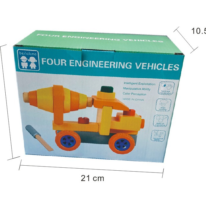 Baumont Educación temprana Puzzle Madera tornillo tuerca desmontable juguetes de ingeniería juguetes infantiles excavadoras juguetes transfronterizos