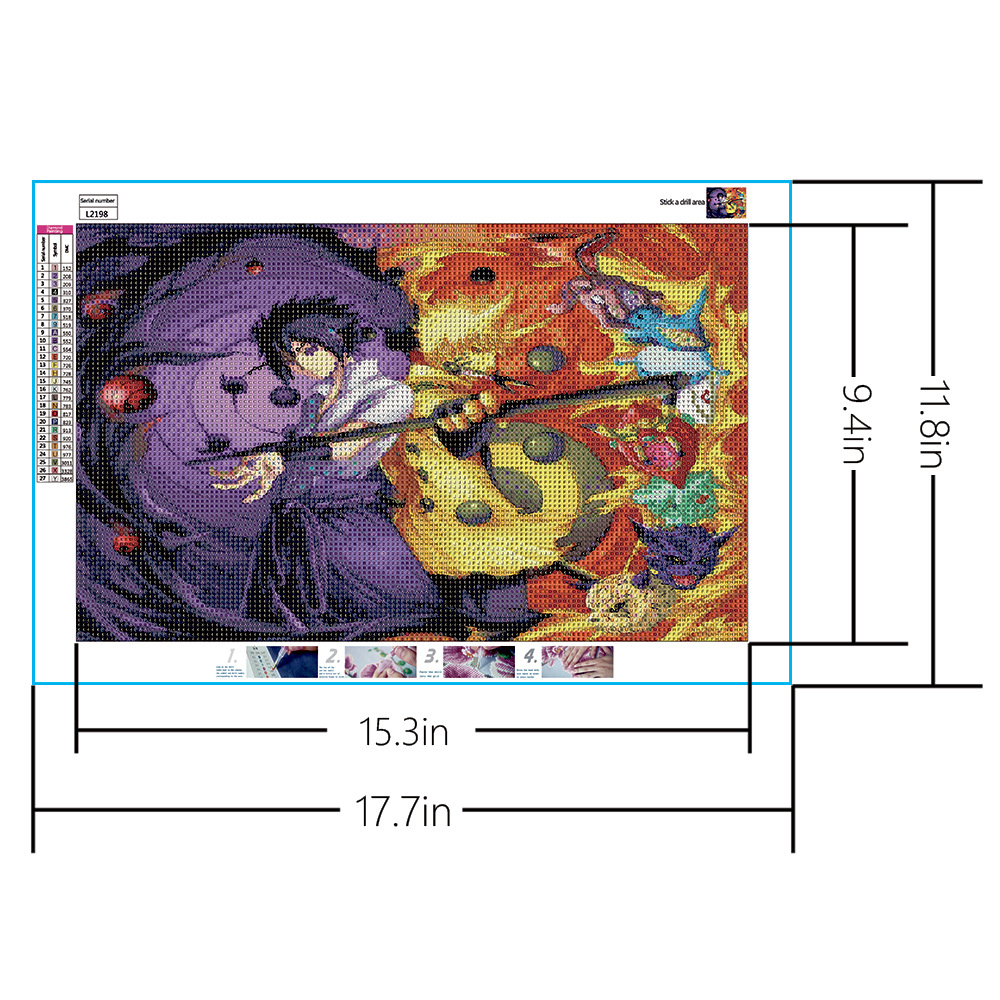 Pintura de Diamantes DIY al por Mayor, Diseño de Anime Naruto, Decoración para Sala de Estar, Pintura Adhesiva de Diamantes para Colgar en la Pared, Bordado de Diamantes Simple Hecho a Mano