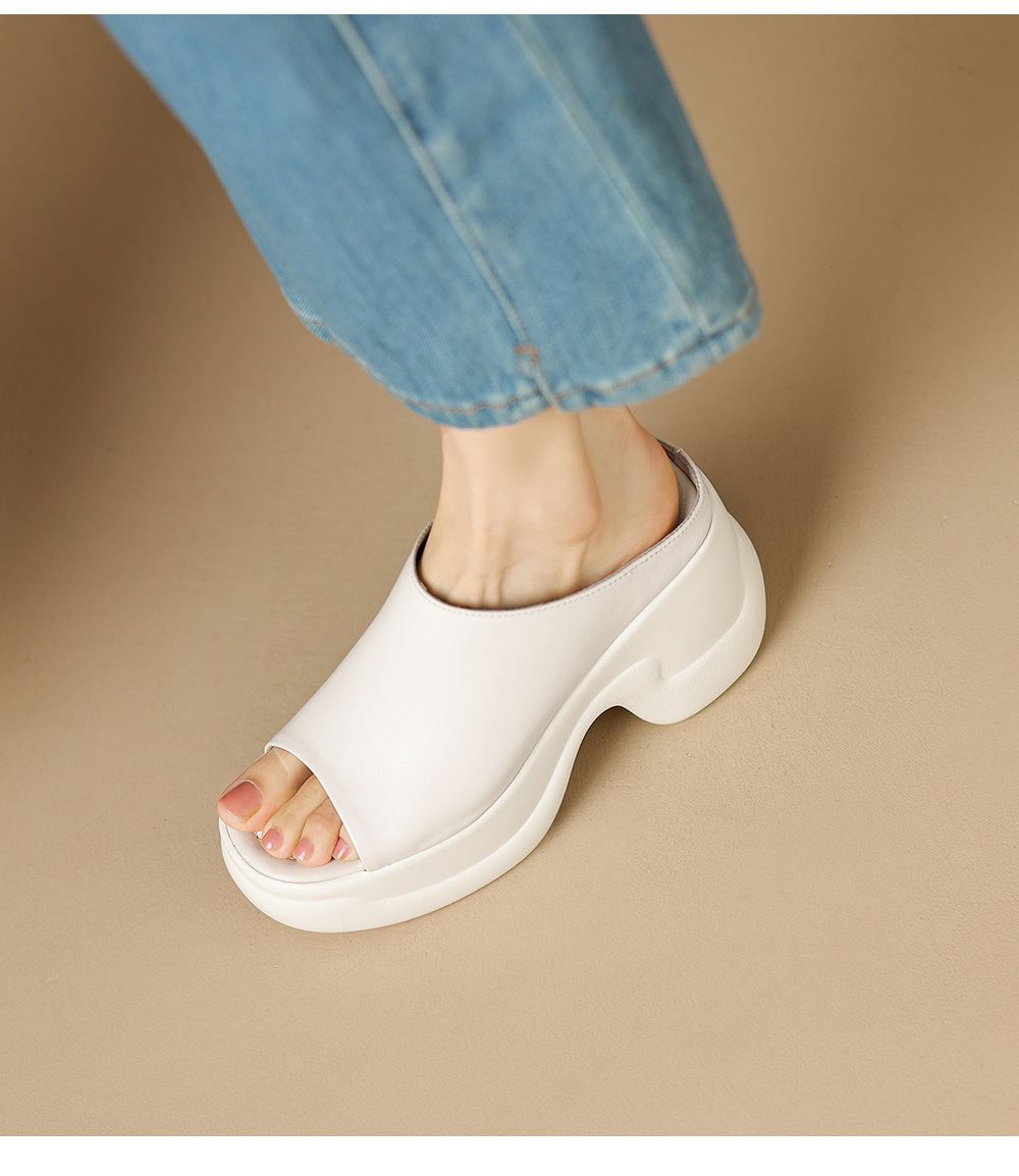 Sandal cao gót nữ đế dày 8,5 cm quai ngang da bò — đen chi tiết 13