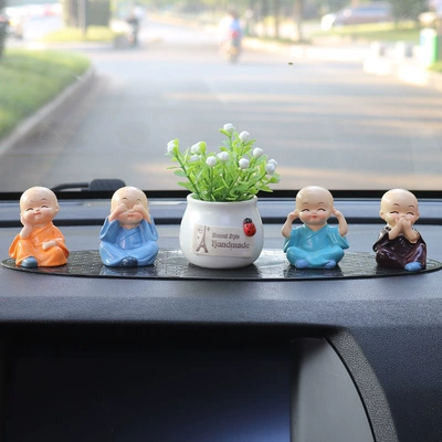 Creative Swinging Four Little – Car ornaments - four-not-monk-white-flower-pot-leopard-pad