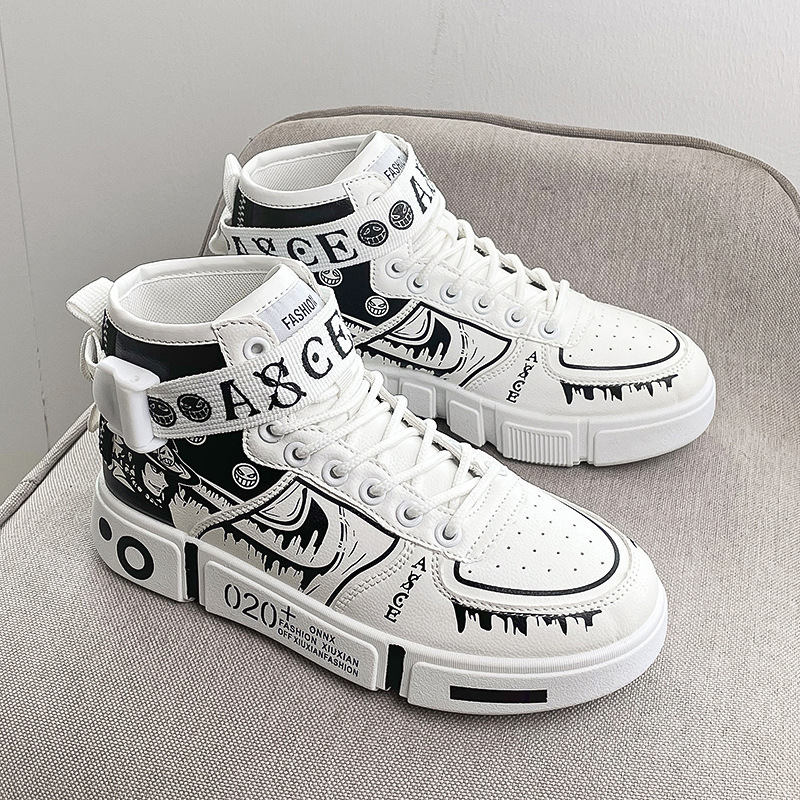Spring and autumn mid-help fashion parent-child shoes Korean version of low-top lace-up lovers shoes leather top thick-soled men's and women's board shoes wholesale Spring and autumn mid-help fashion parent-child shoes Korean version of low-top lace-up lovers shoes leather top thick-soled men's and women's board shoes wholesale