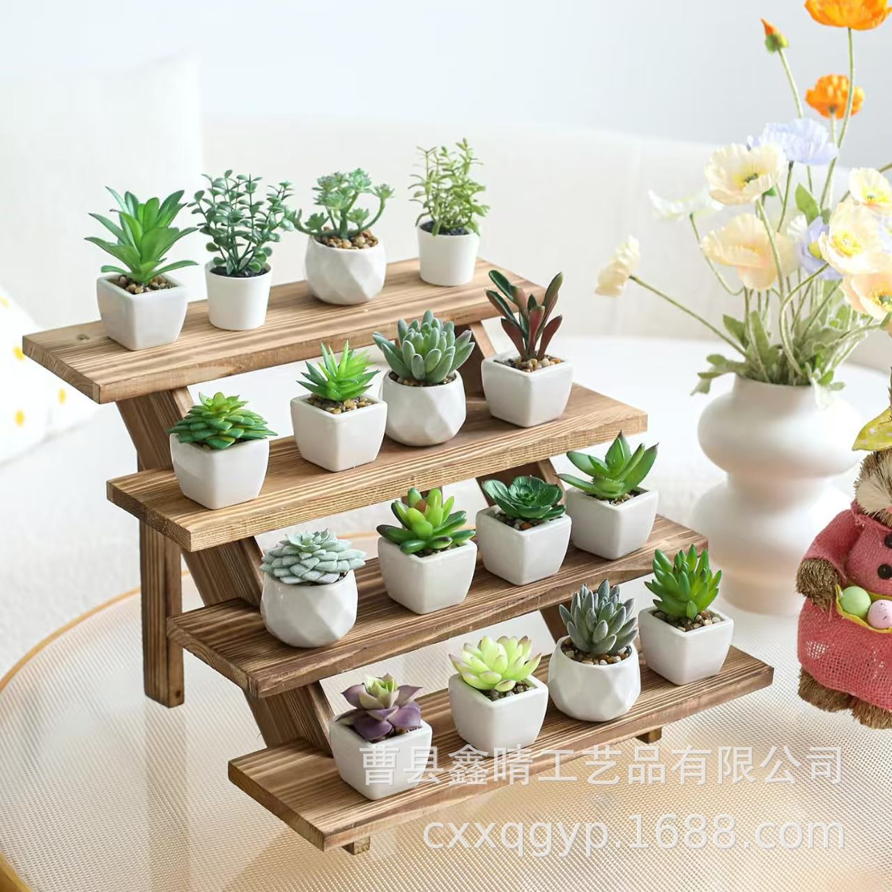 Estante de exhibición de postres de madera para restaurante Estante escalonado de madera de escritorio Estante de exhibición hecho a mano multicapa de madera maciza para el hogar