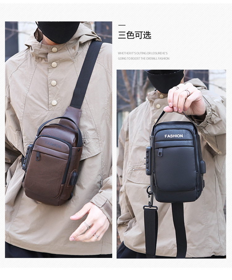 Men's chest bag, crossbody bag, anti-theft waist bag, outdoor sports bag, men's bag, crossbody bag, high-end cycling storage bag undefined