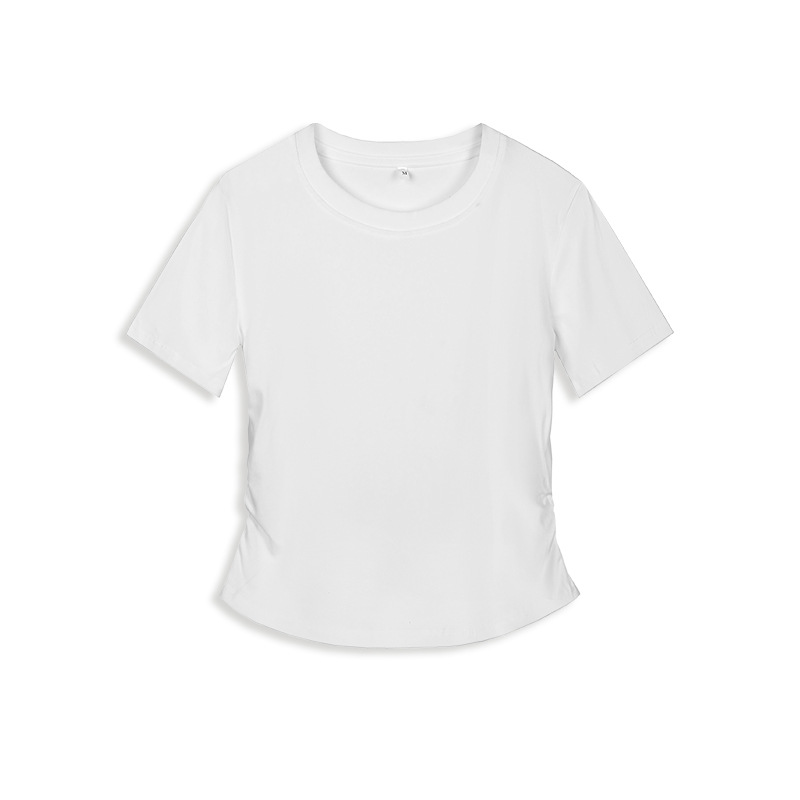 220g精綿オーデルしわショートtシャツ女性夏新ギャル修身正肩半袖上着