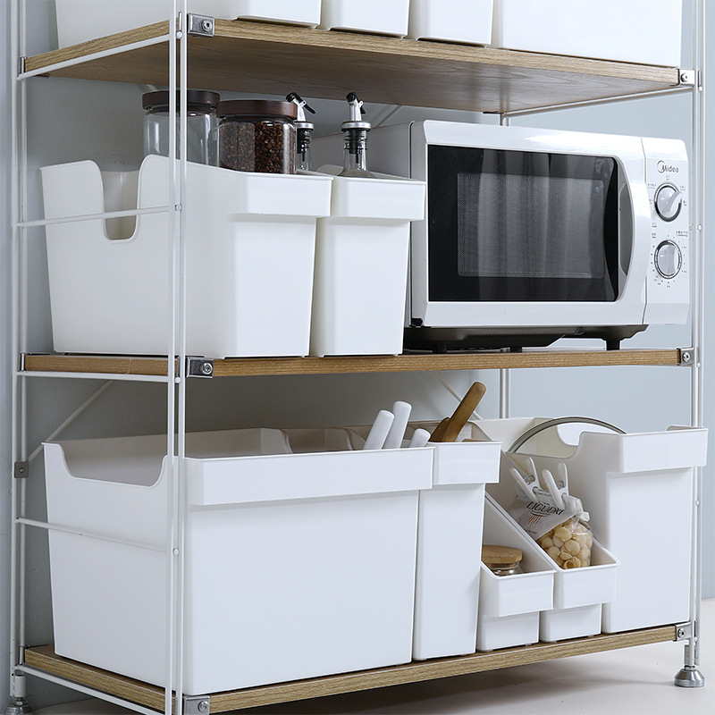 Kitchen storage five-piece pots and pans storage rack with rollers plastic gap storage box manufacturers wholesale