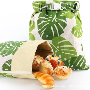 Amazon Cotton Beeswax Bread Bag with Linen Cotton Lining, Double-Layer Fda Food-Grade Cross-Border Bread Bag with Handle