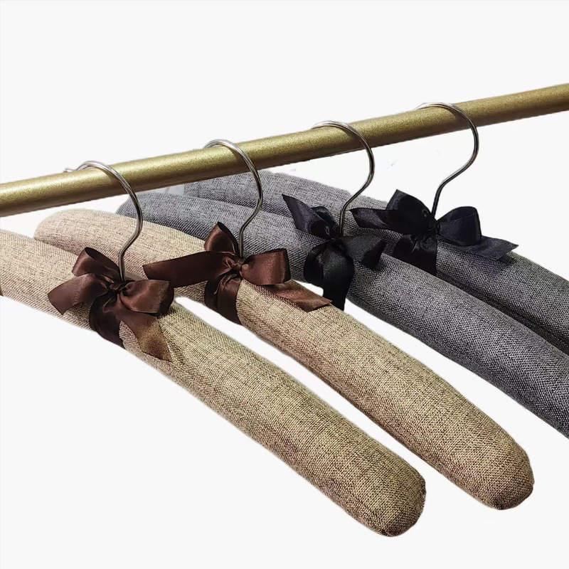 Adult Sponge linen Clothes Hanger Wrinkled Color Satin Seamless Cloth Thickened Non-Slip Clothes Hanger Cheongsam Clothes Support
