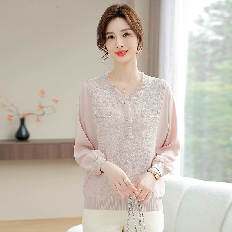 Мама весенняя новая трикотажная рубашка