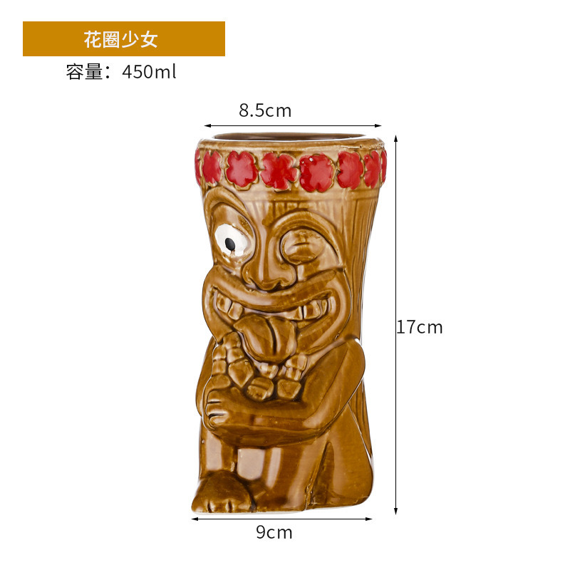 Taza de cóctel hawaiana taza de cerámica creativa taza de tic-tac - toe taza de cara de totem taza de macaco taza zombie taza de papagaio taza