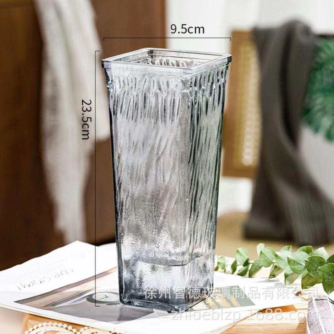 Florero de vidrio retro al por mayor de celebridades netas ins arreglos florales adornos florales florales florero de vidrio nórdico hidropónico de bambú rico