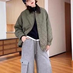 厂家直销灯芯绒领棉衣外套女夹棉2025秋休闲宽松轻薄爆款棉袄上衣