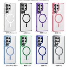 适用三星S25ultra冰彩透明磁吸金属镜头框A56保护套S24 A55手机壳