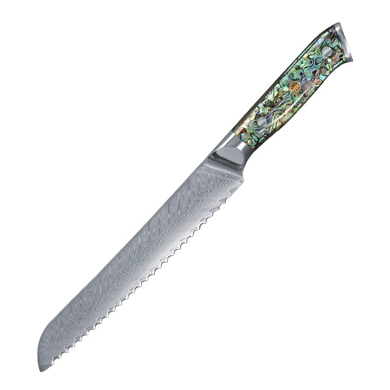 Damascus kitchen knife, VG10 blade, shell handle, multi-size (3.5–8 in)