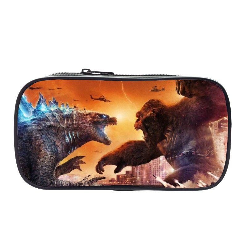 New products printing Godzilla War Peter Jackson's King Kong Pencil bag student Stationery pouch Cartoon comic Pencil case On behalf of