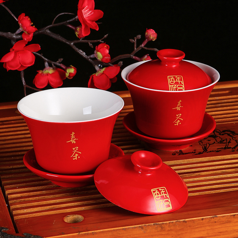 Colección de suministros de la boda cuencos y palillos de la boda traje taza de té boda tostadas modificadas tazón de cerámica de la boda taza de la boda palillos de la boda