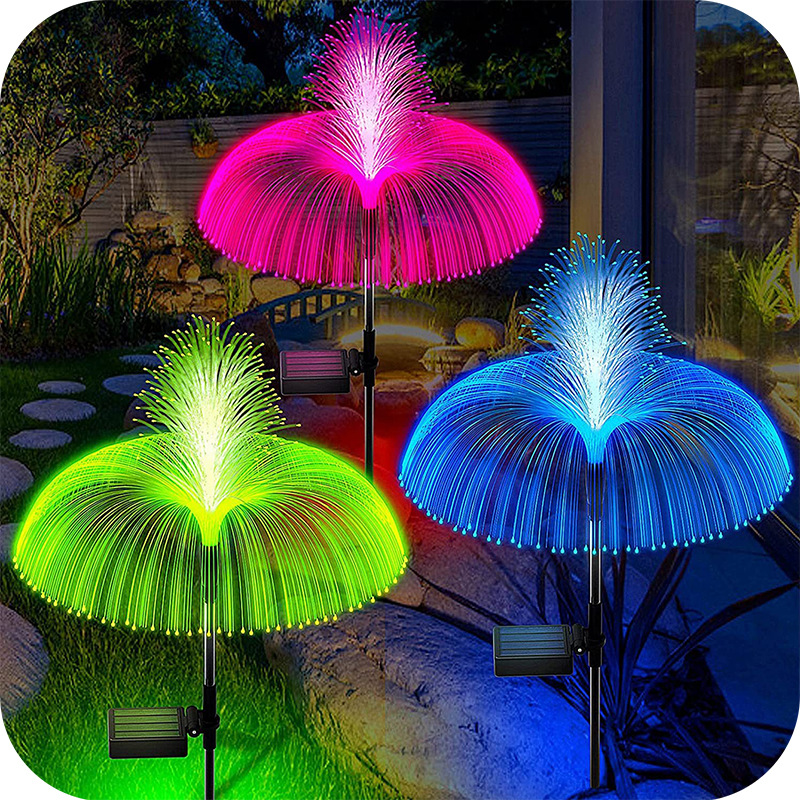 Luces LED coloridas con forma de medusa que funcionan con energía solar, luces para exteriores, luces para el suelo del jardín, luces decorativas navideñas, luces para patio, luces nocturnas
