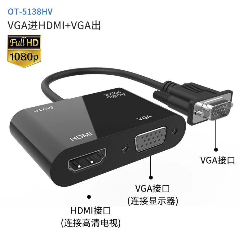 Передача VGA компьютера, HDMI видео-конвертер ноутбука, двойной экран и аудио HD VGA переключатель
