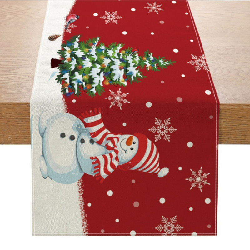 temujit クロスボーダー Amazon 新しいクリスマステーブルフラグ冬クリスマスプリントテーブルマットカスタマイズ可能|undefined