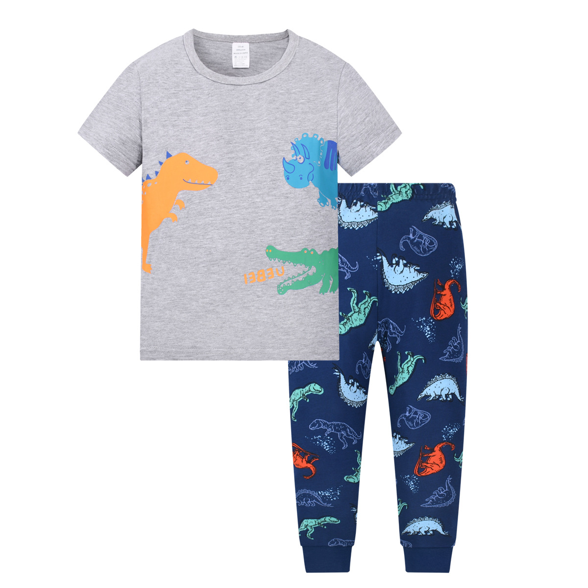 2023 niños de cuello redondo fino traje pijamas algodón verano aire acondicionado ropa europea y americana del hogar los niños ropa Comercio exterior al por mayor