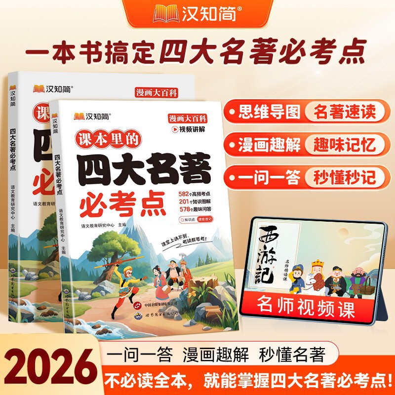 The Four Major Classics in the Han Zhi Jian Primary School Textbooks Are Essential Topics for Exams on Traditional Chinese Culture for Grades Three, Four, Five, and Six