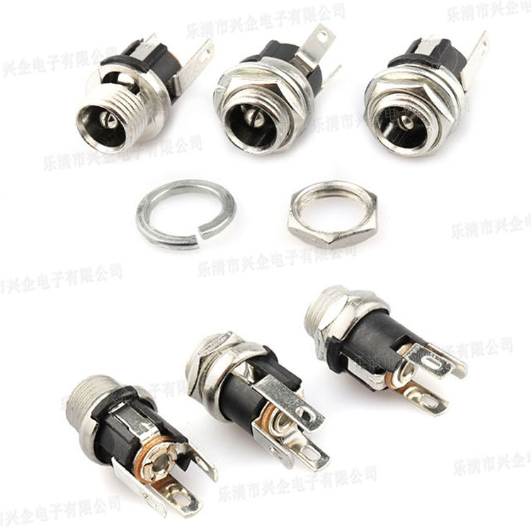 厂家供DC025M带螺纹5.5-2.1mm大电流电源插座5.5-2.5MM直流DC插座