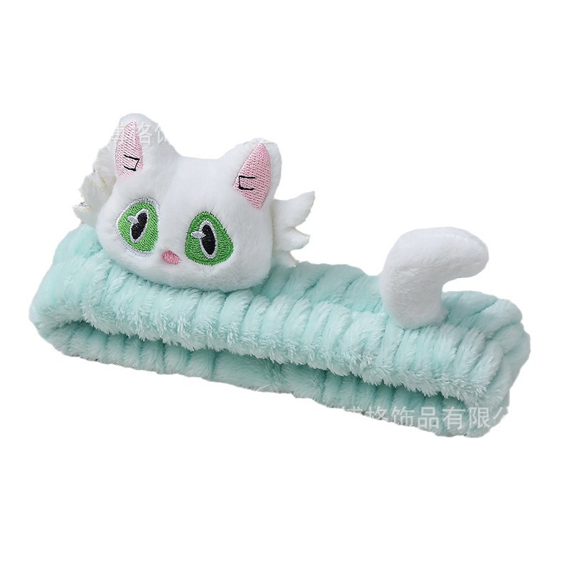 Lindo divertido gran ojo meow pelo banda gatito tocado cara lavado maquillaje máscara chica niños Niña