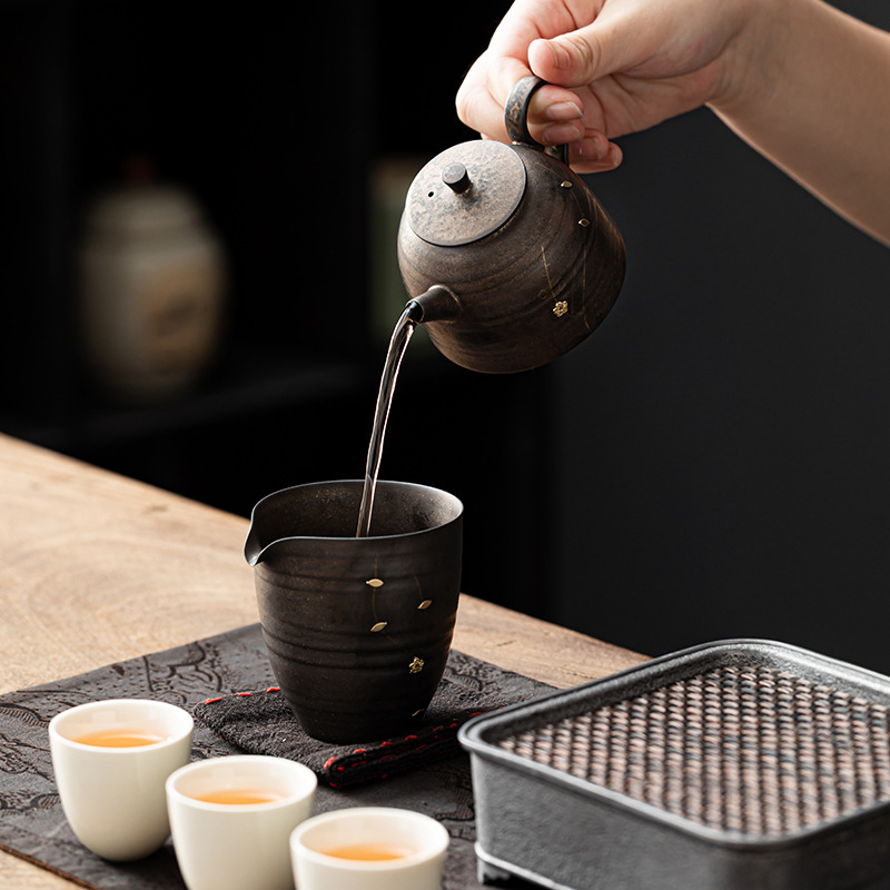高档复古锯钉鎏金茶壶家用西施壶茶泡茶碗轻奢泡茶壶节日伴手礼