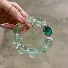 ミントの緑の宝 ~ 精巧で清冷感のミントの乳の緑の手の串のファッションの気質の百合の小さい清新な数珠のブレスレットの女性