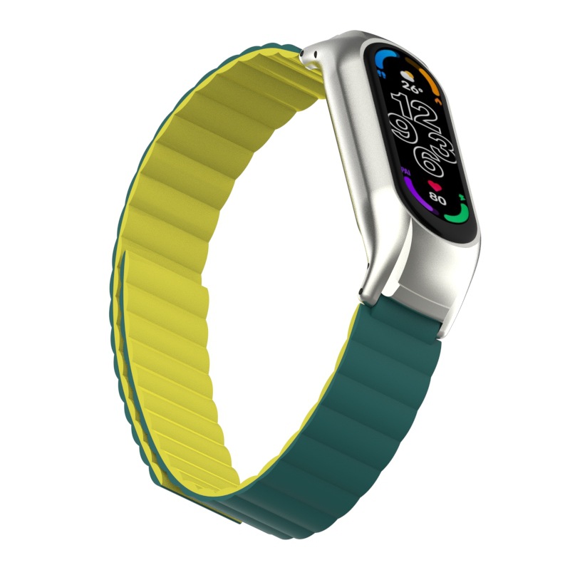 定制適用小米手環(huán)7磁吸硅膠表帶 雙色硅膠 16mm新款miband6 5 4 3