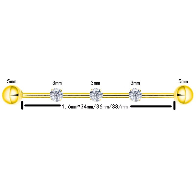 F136 Titanium Alloy Implant Grade Inner Spiral Tragus Ear Piercing Double-Ended Straight Rod with Zircon Ear Bridge Nail detail image 14